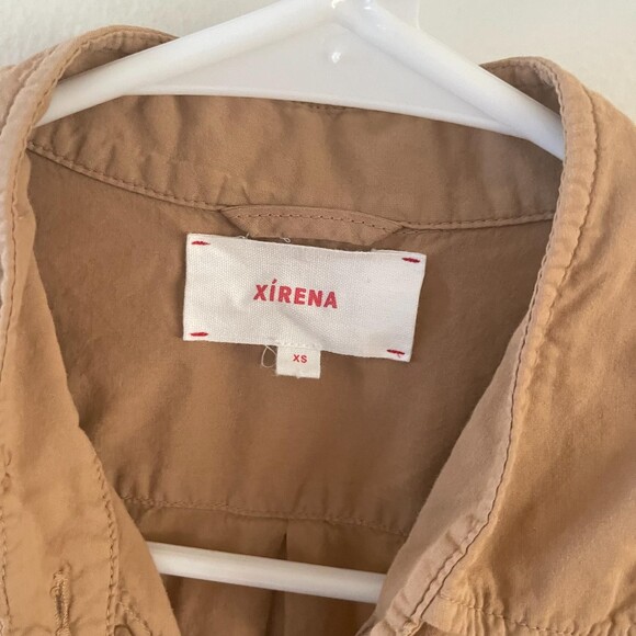 Xirena Button-Up Shirt Womens XS Tan Cotton Long Sleeve Collared Regular Fit - Picture 5 of 8